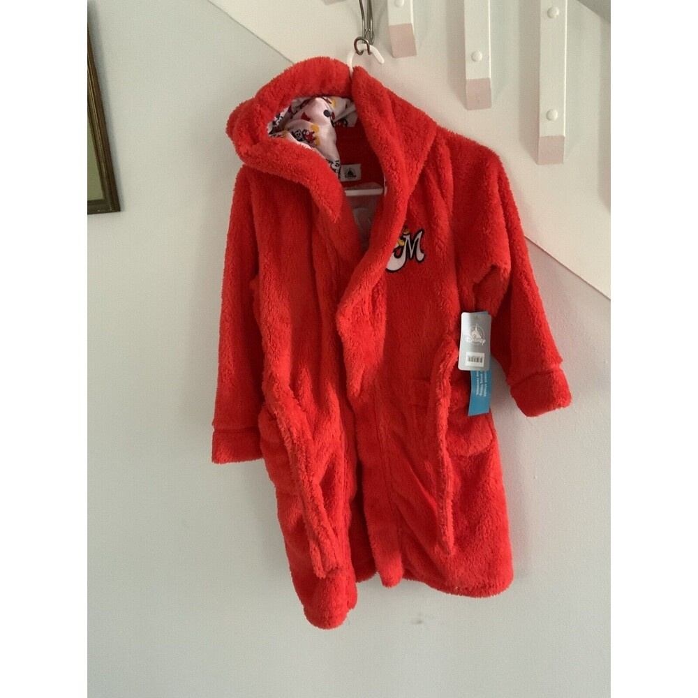 Disney Store Mickey Mouse and Friends Fleece Bathrobe Hooded Size 7/8 NWT